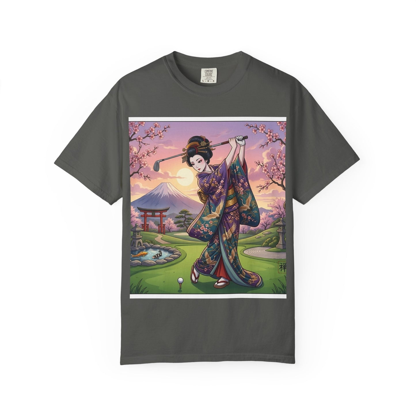 Zen Spot Golf Custom Kimono Art Geisha Golfing Sunset T-Shirt