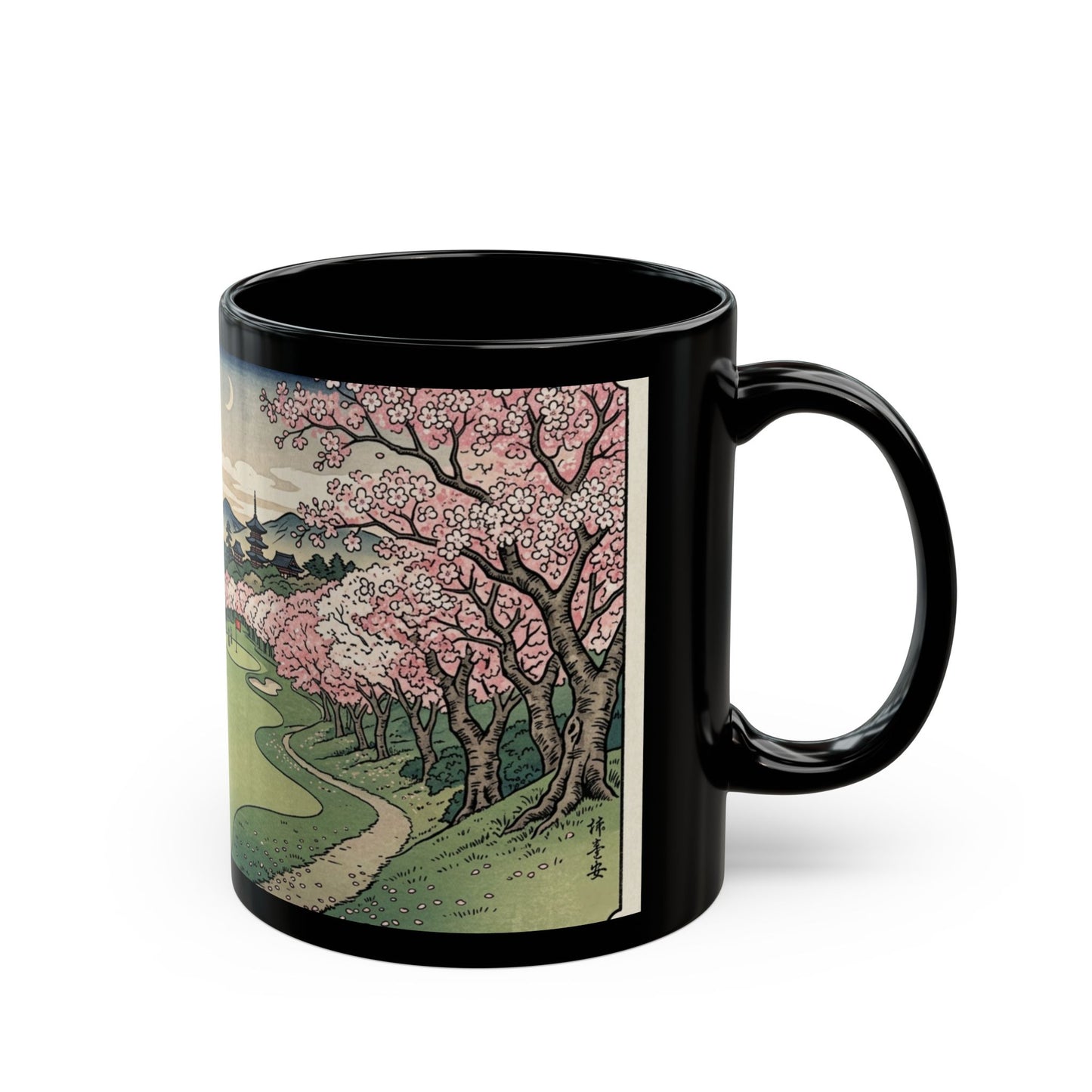 Zen Spot Golf Custom Cherry Blossom Golf Mug Japanese Landscape Ceramic Coffee Cup (11oz/15oz)