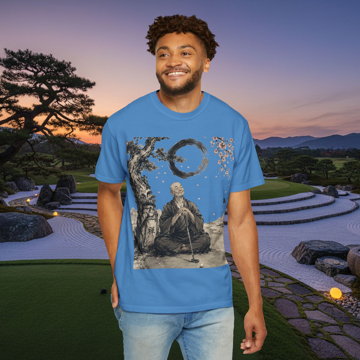 Zen Monk Meditation T-Shirt — 'Enso' Circle Tranquility Tee