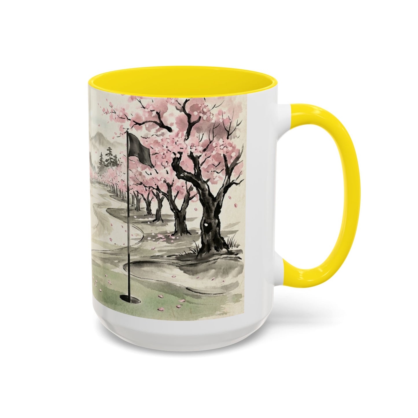 Zen Spot Golf Custom Cherry Blossom Golf Mug Scenic Sakura Golf Course Coffee Cup (11/15 oz)