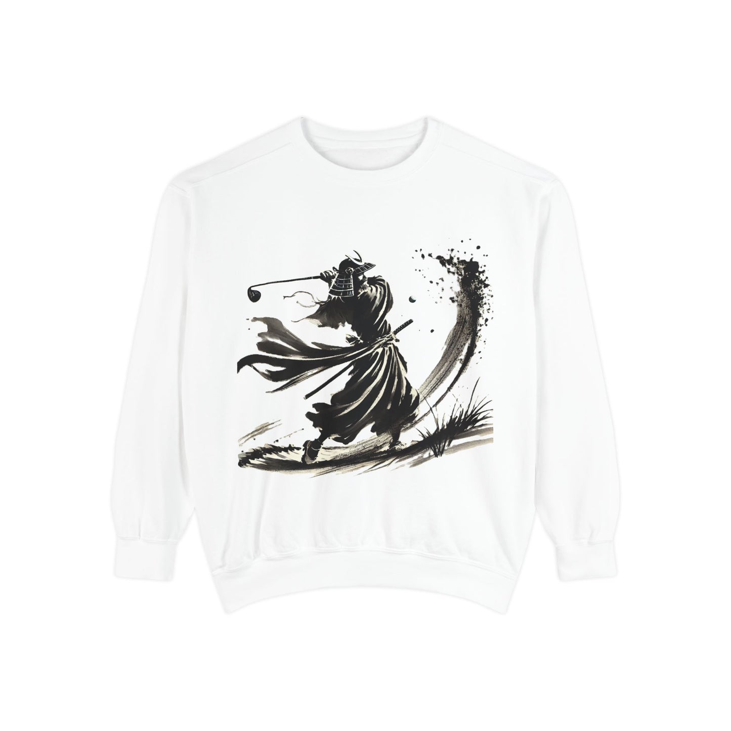 Zen Spot Golf Custom Ink Brush Warrior Samurai Golfer Sweatshirt