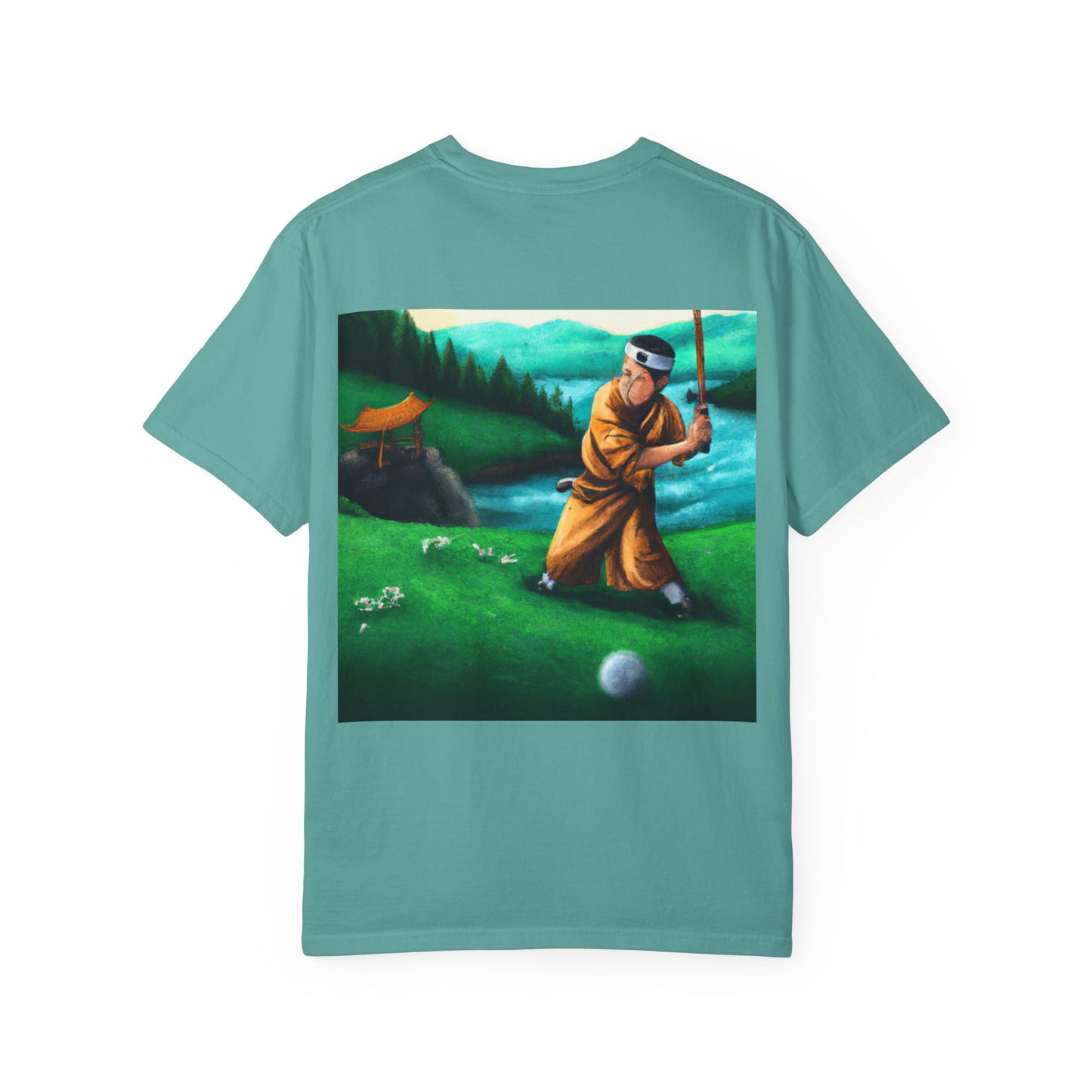 Zen Spot Golf Custom Monk Golfer Oil Painting Art Graphic T-Shirt