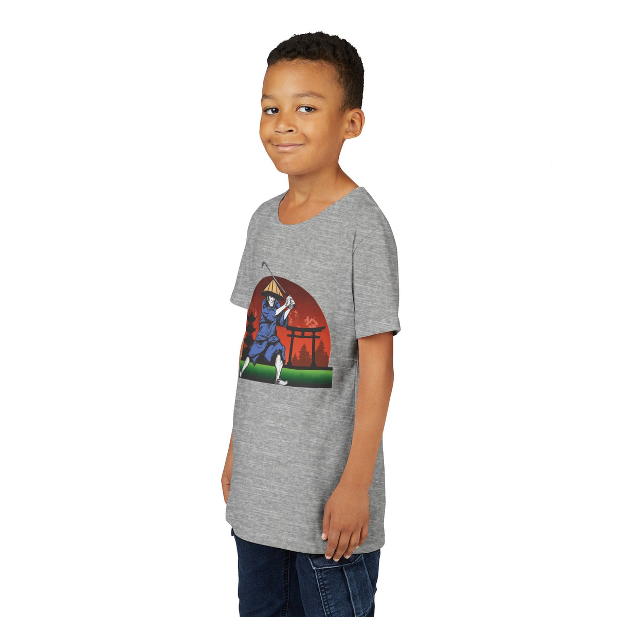Japanese Samurai Golfer Retro Graphic Kid T-Shirt