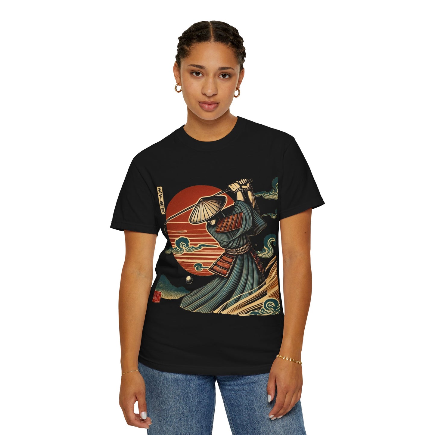 Zen Spot Golf Custom Samurai Golfer Sunset T-Shirt