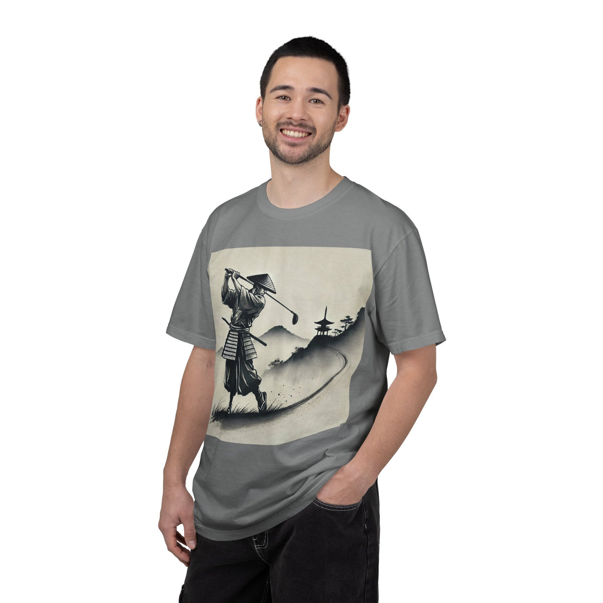 Samurai Golfer Golf Course Art Graphic T-Shirt