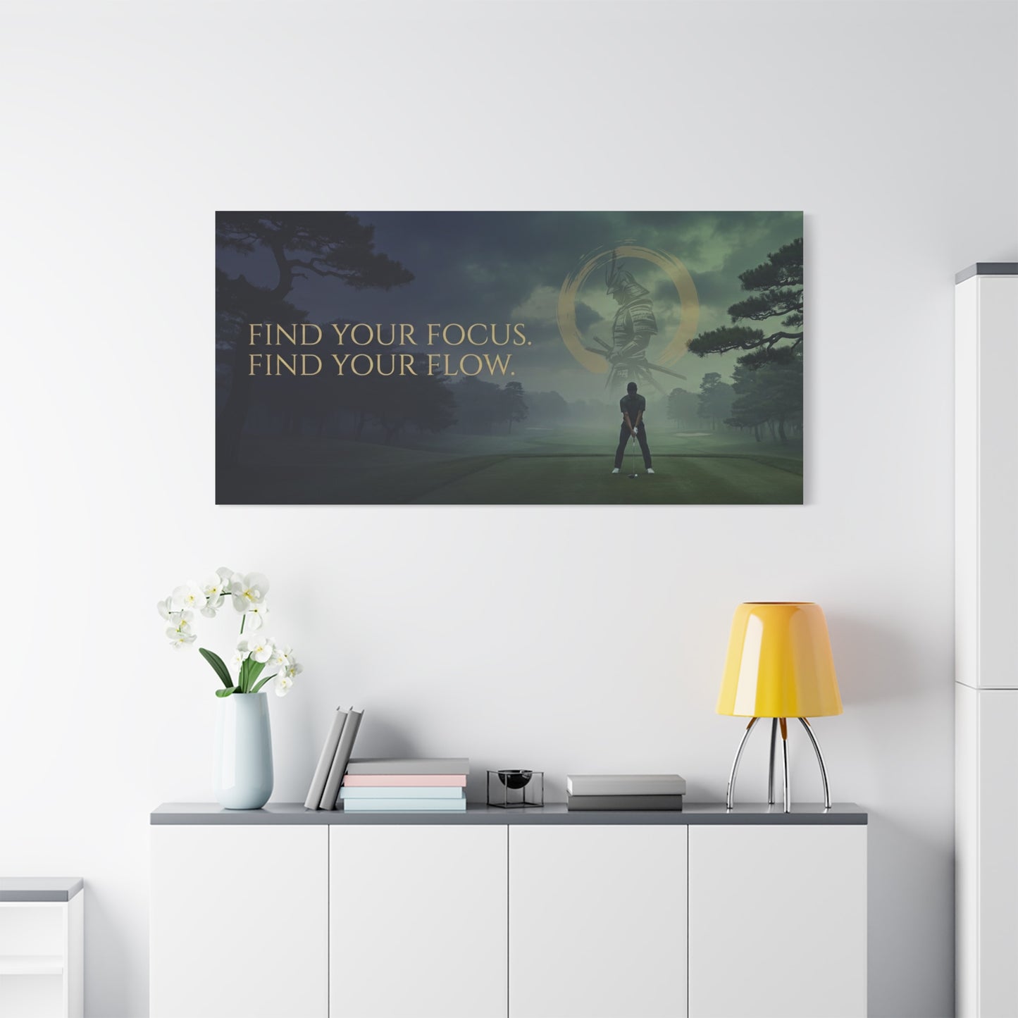 Golf Motivational Canvas Print — "Find Your Focus, Find Your Flow"