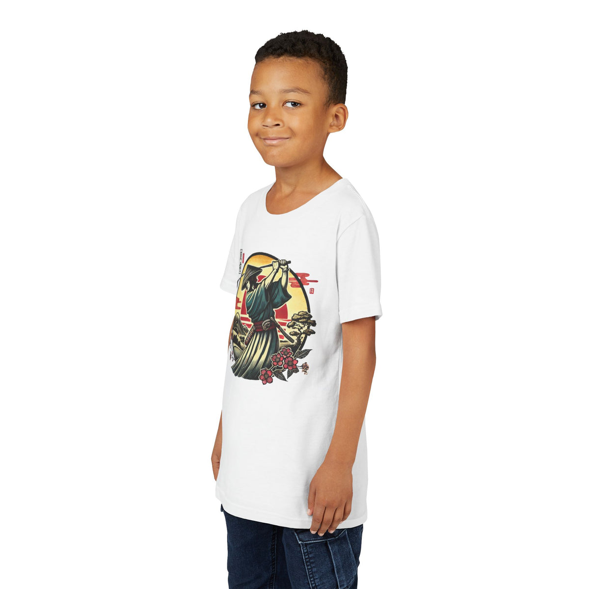 Samurai Golfer Sunset Graphic Youth T-Shirt