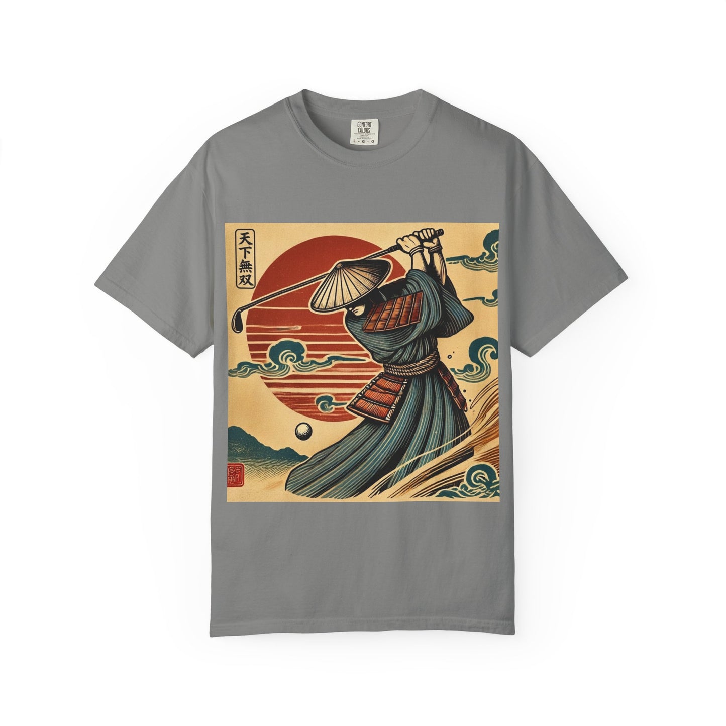 Zen Spot Customized Comfort Colors Samurai Sunset T-Shirt — Vintage Japanese Warrior Graphic Tee