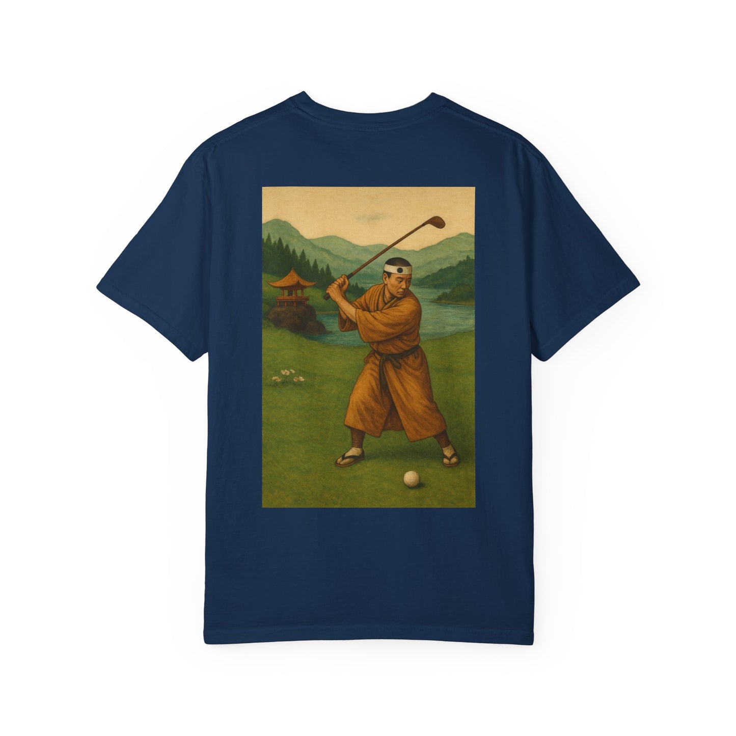 Vintage Golfer Graphic T-Shirt — Retro Asian-Inspired Golf Scene