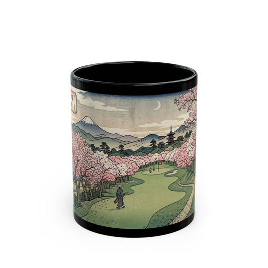 Zen Spot Golf Custom Cherry Blossom Golf Mug Japanese Landscape Ceramic Coffee Cup (11oz/15oz)