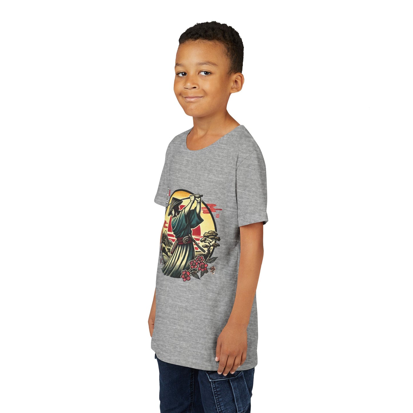 Zen Spot Golf Custom Samurai Golfer Sunset Graphic Youth T-Shirt