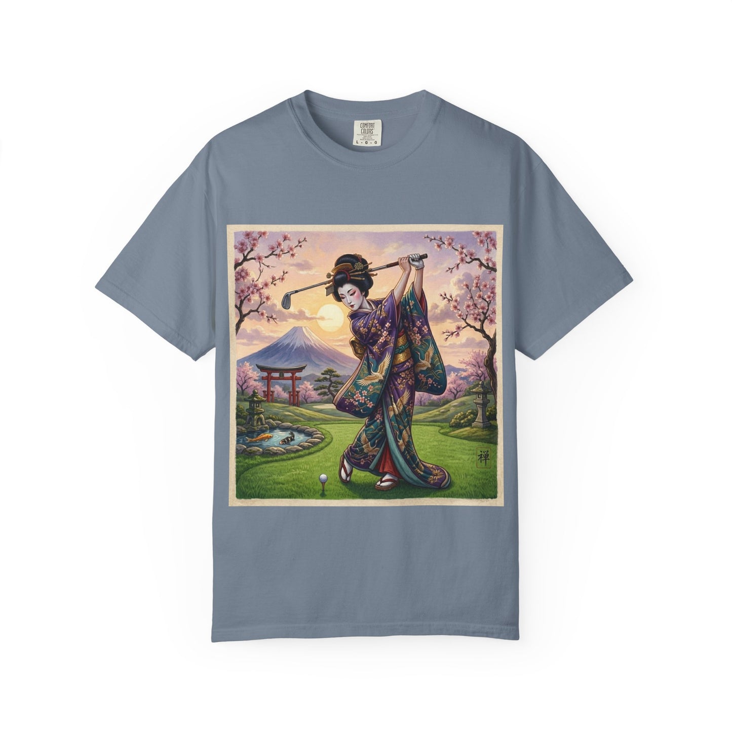 Zen Spot Golf Custom Geisha Golfing Sunset T-Shirt