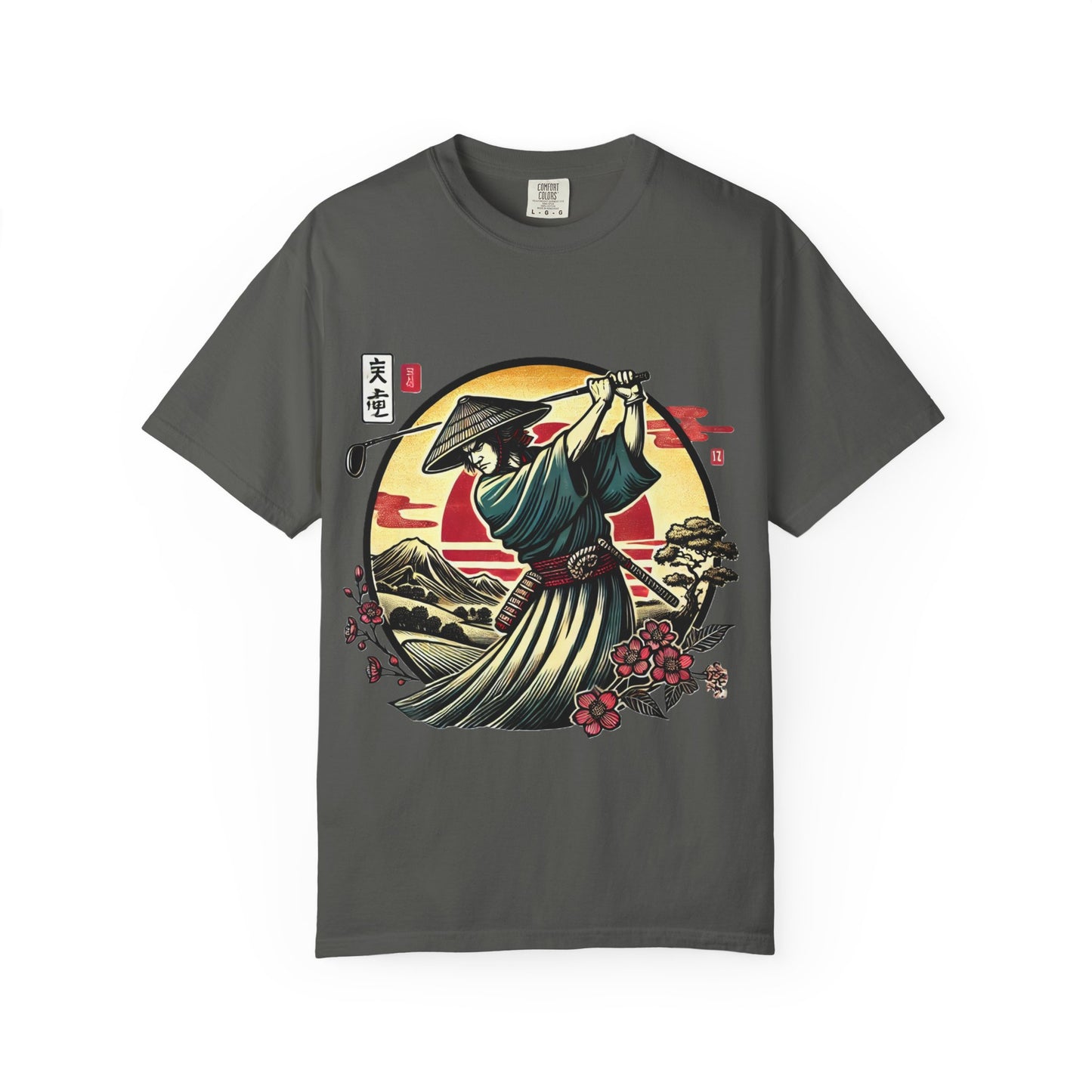 Zen Spot Golf Custom Samurai Golfer Sunset T-Shirt