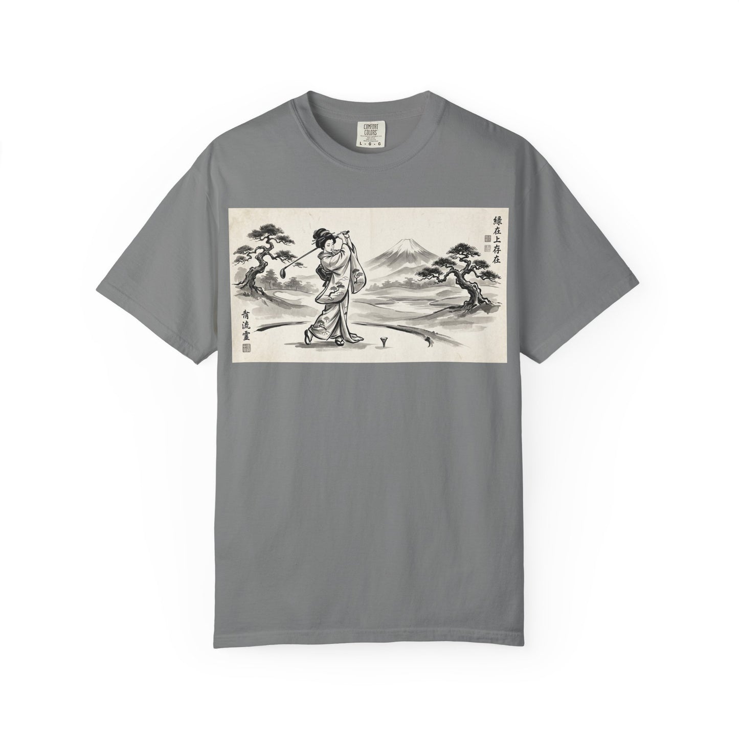 Zen Spot Golf Custom Vintage Geisha Golfer & Mount Fuji Graphic T-Shirt