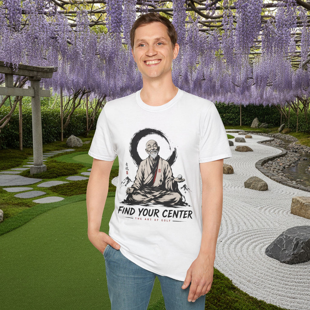Find Your Center T-Shirt — Zen Monk Meditation Tee
