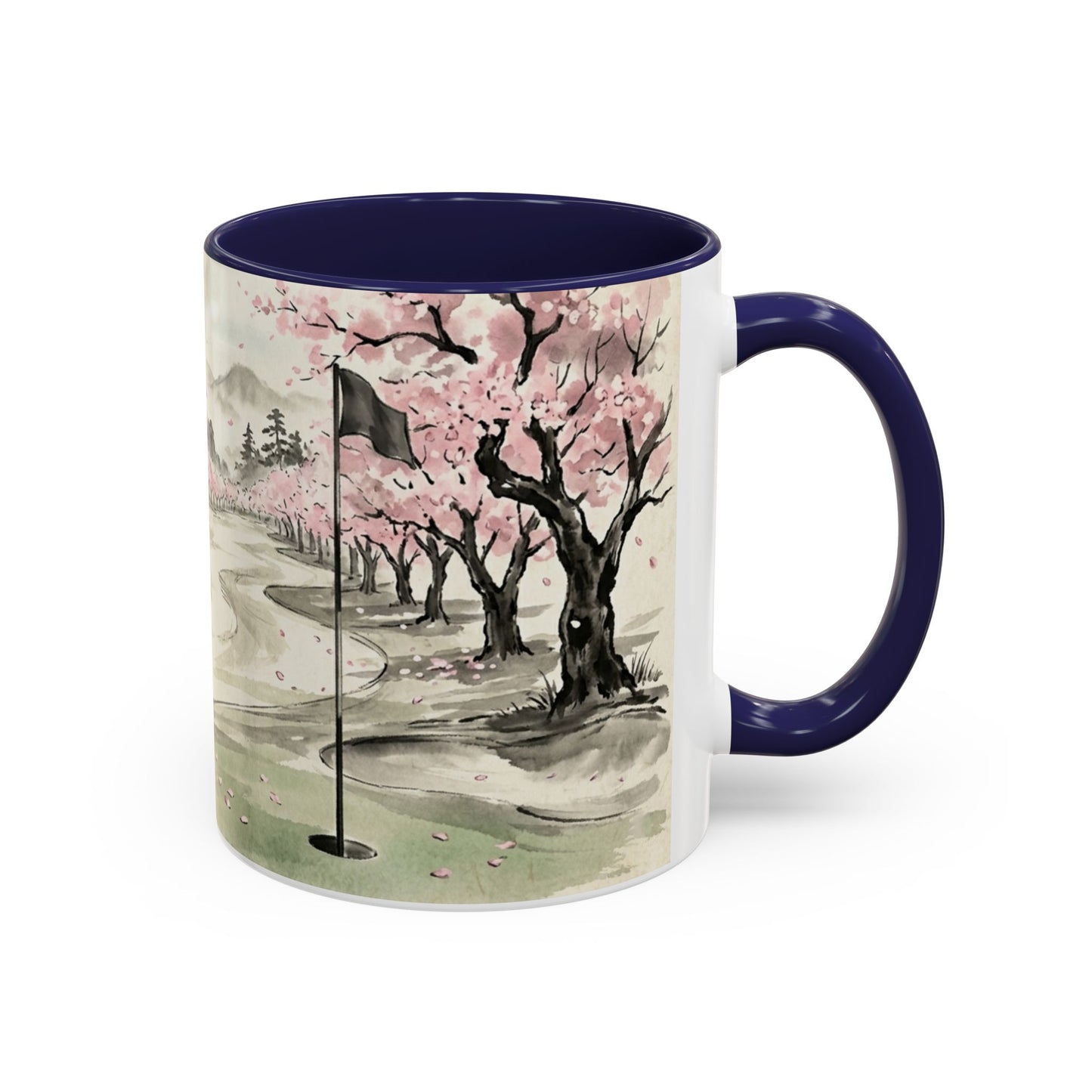 Zen Spot Golf Custom Cherry Blossom Golf Mug Scenic Sakura Golf Course Coffee Cup (11/15 oz)