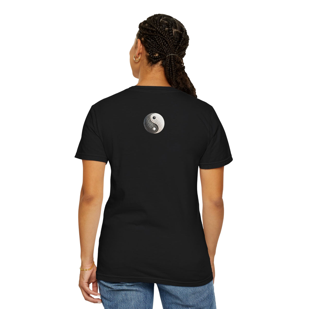 Stone Yin Yang Golf Ball Chest and Back Graphic T-Shirt