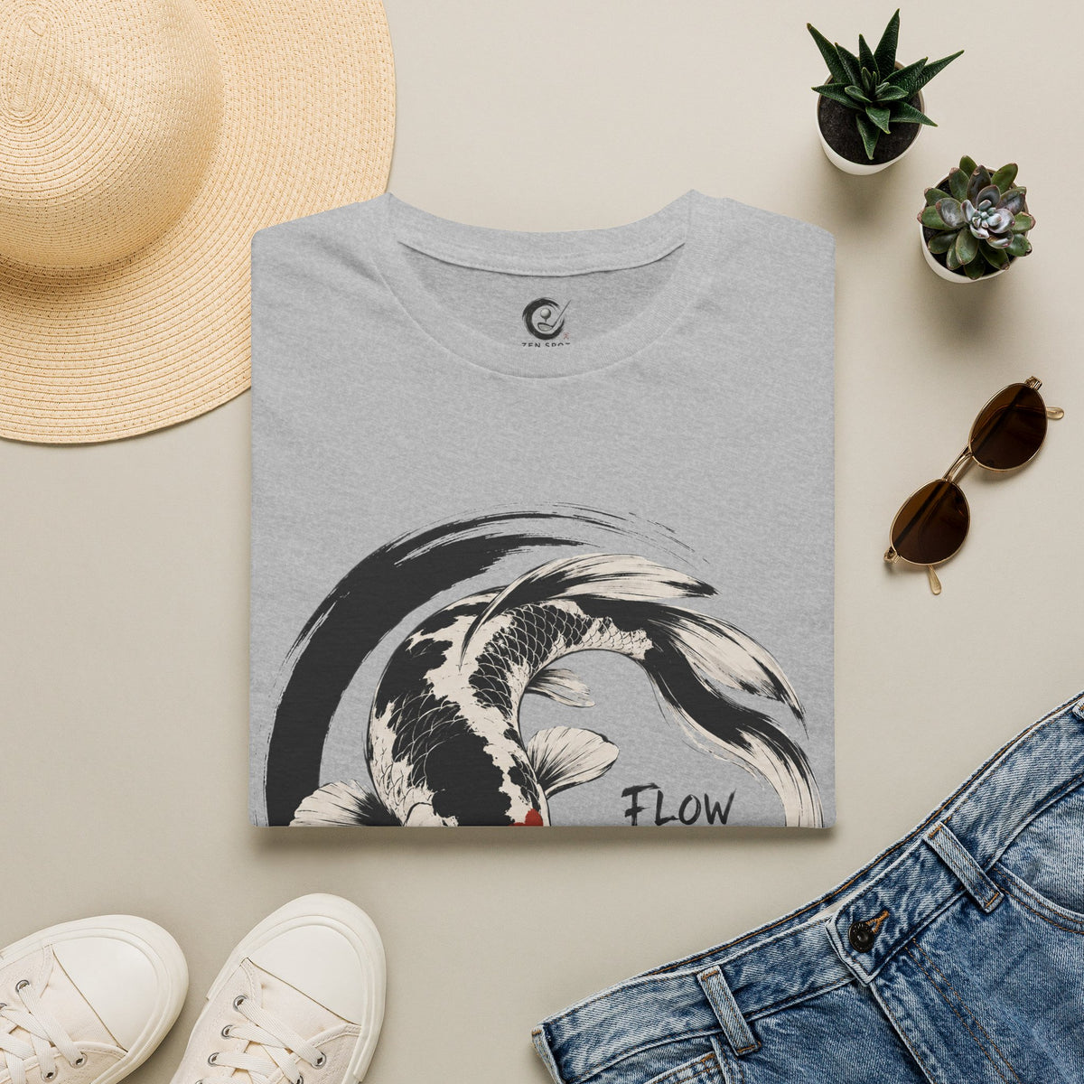 Koi Flow T-Shirt — "Flow with the Game" Zen Fish Graphic Tee