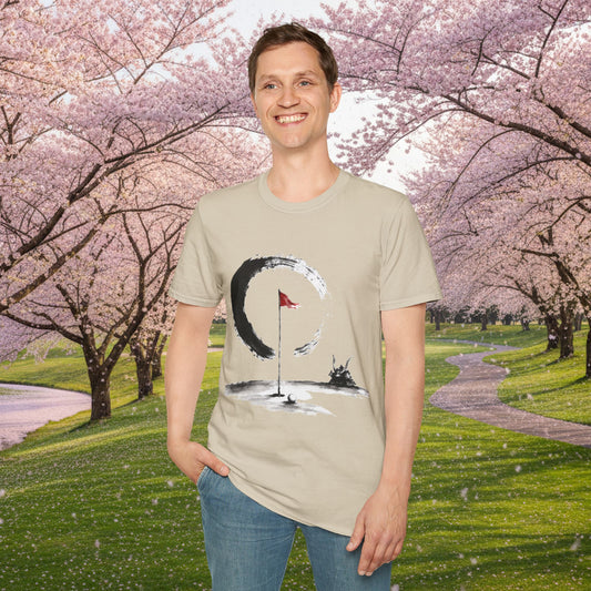 Zen Golf T-Shirt — Minimalist Golf Flag & Enso Circle Tee