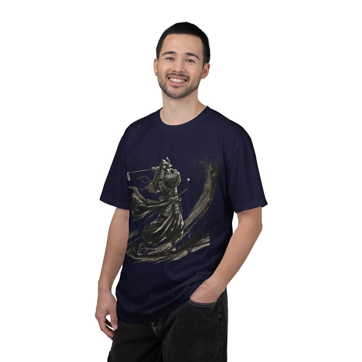 Armored Samurai Ink Art T-Shirt — Monochrome Warrior Golf Graphic Tee