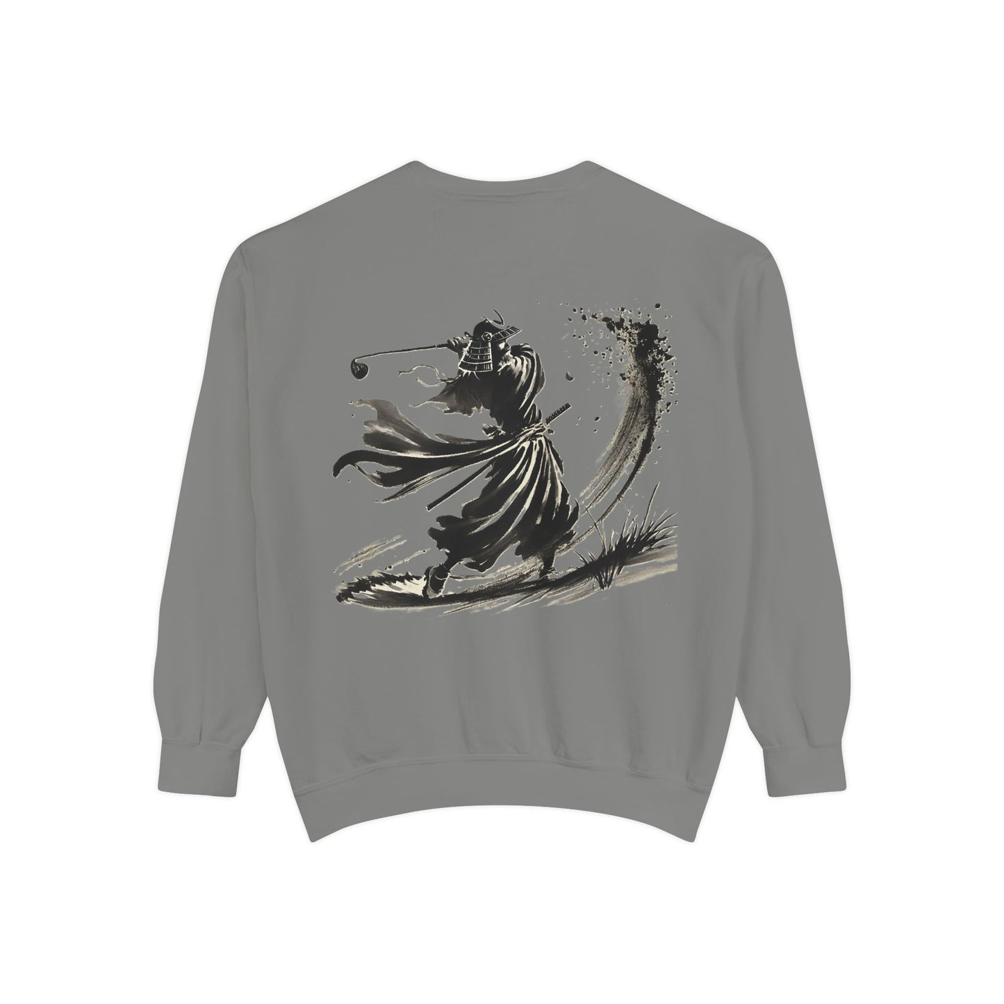 Samurai Golf Sweatshirt — Ink Brush Warrior Back Art
