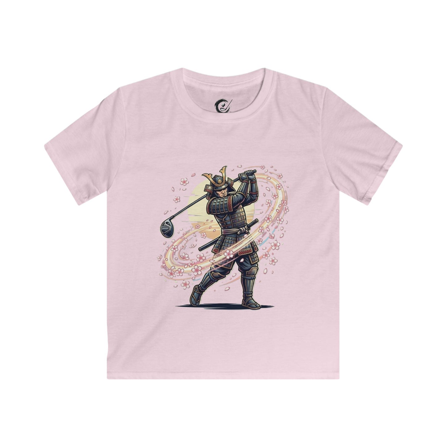 Zen Spot Golf Custom Samurai Golfer Kids Vintage Warrior Swing Graphic T‑Shirt