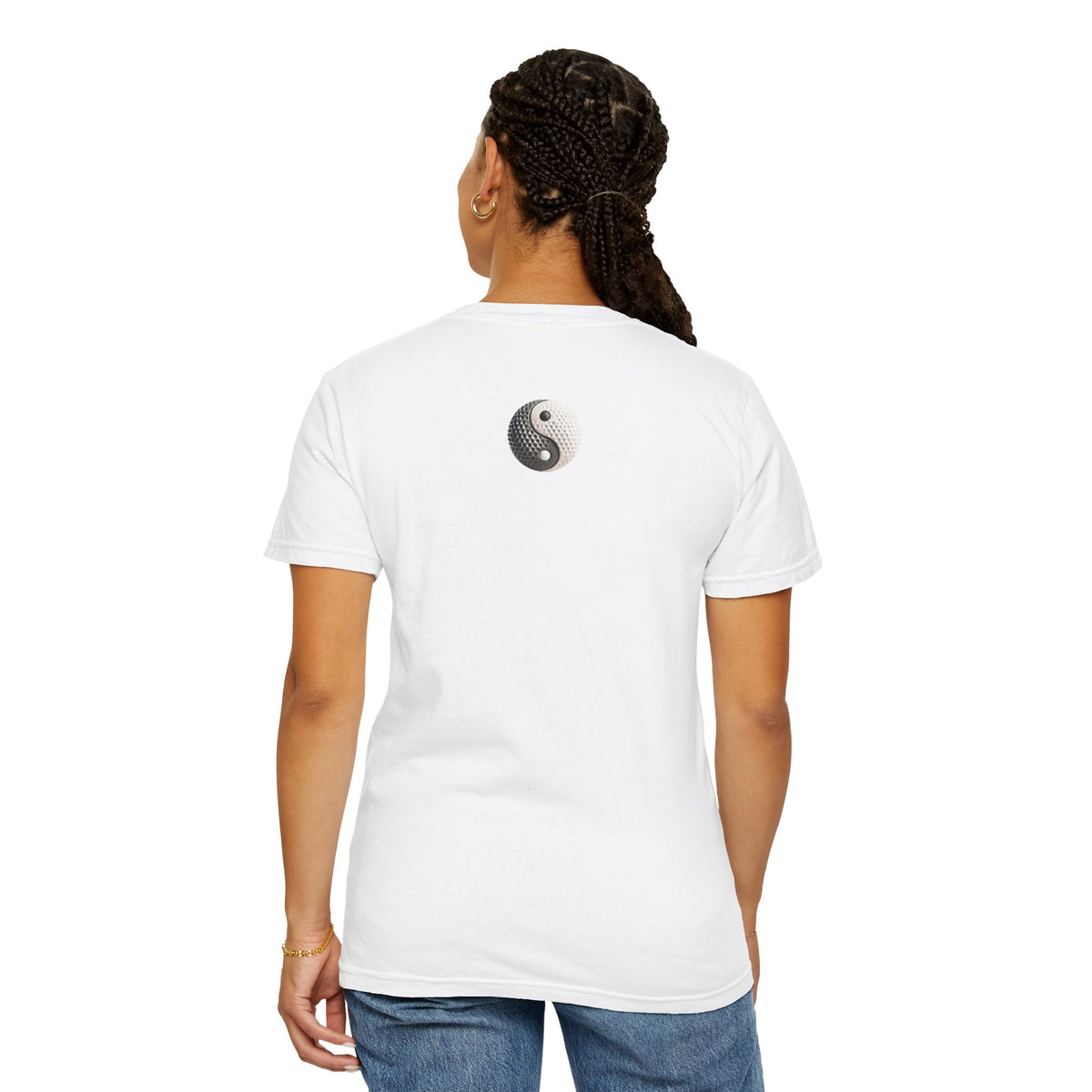 Stone Yin Yang Golf Ball Chest and Back Graphic T-Shirt