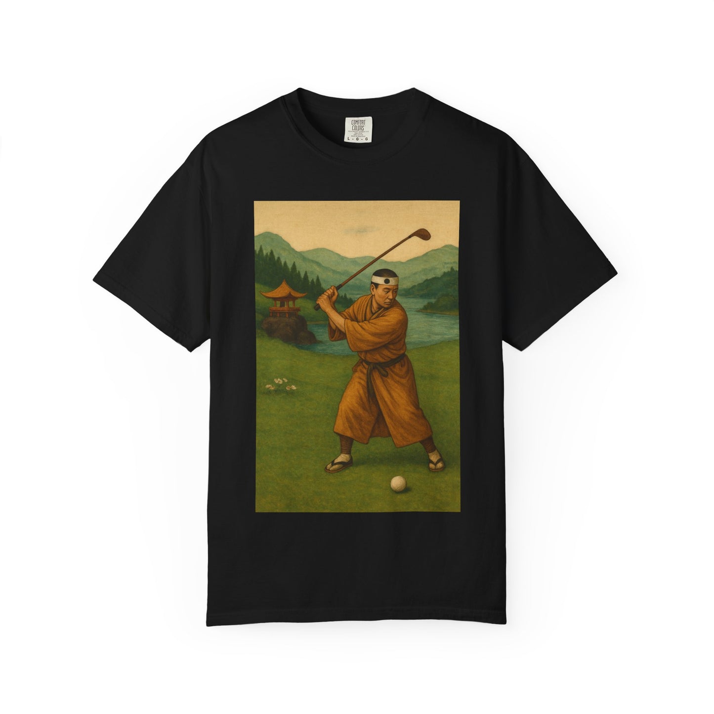 Zen Spot Golf Custom Vintage Golf Scene Monk Golfer Graphic T-Shirt