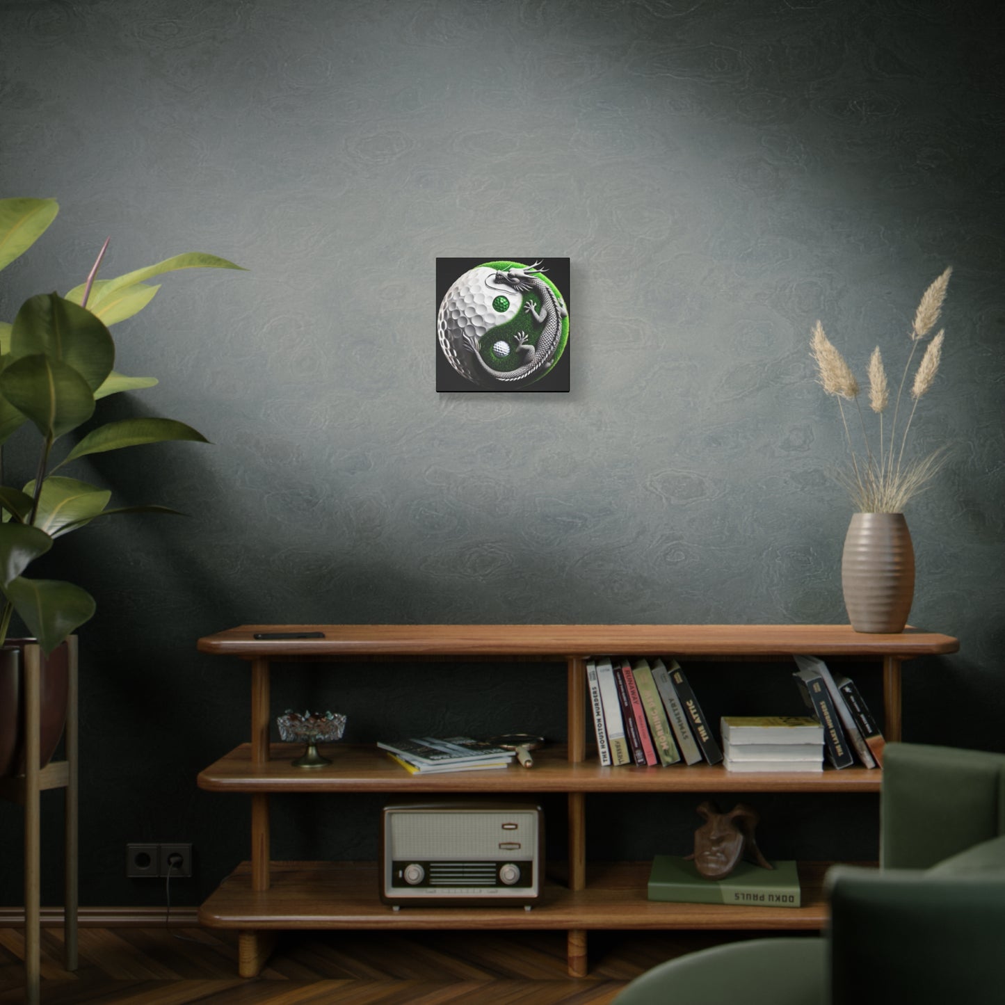 Golf Yin Yang Canvas Wall Art — Dragon & Golf Ball Matte Stretched Print