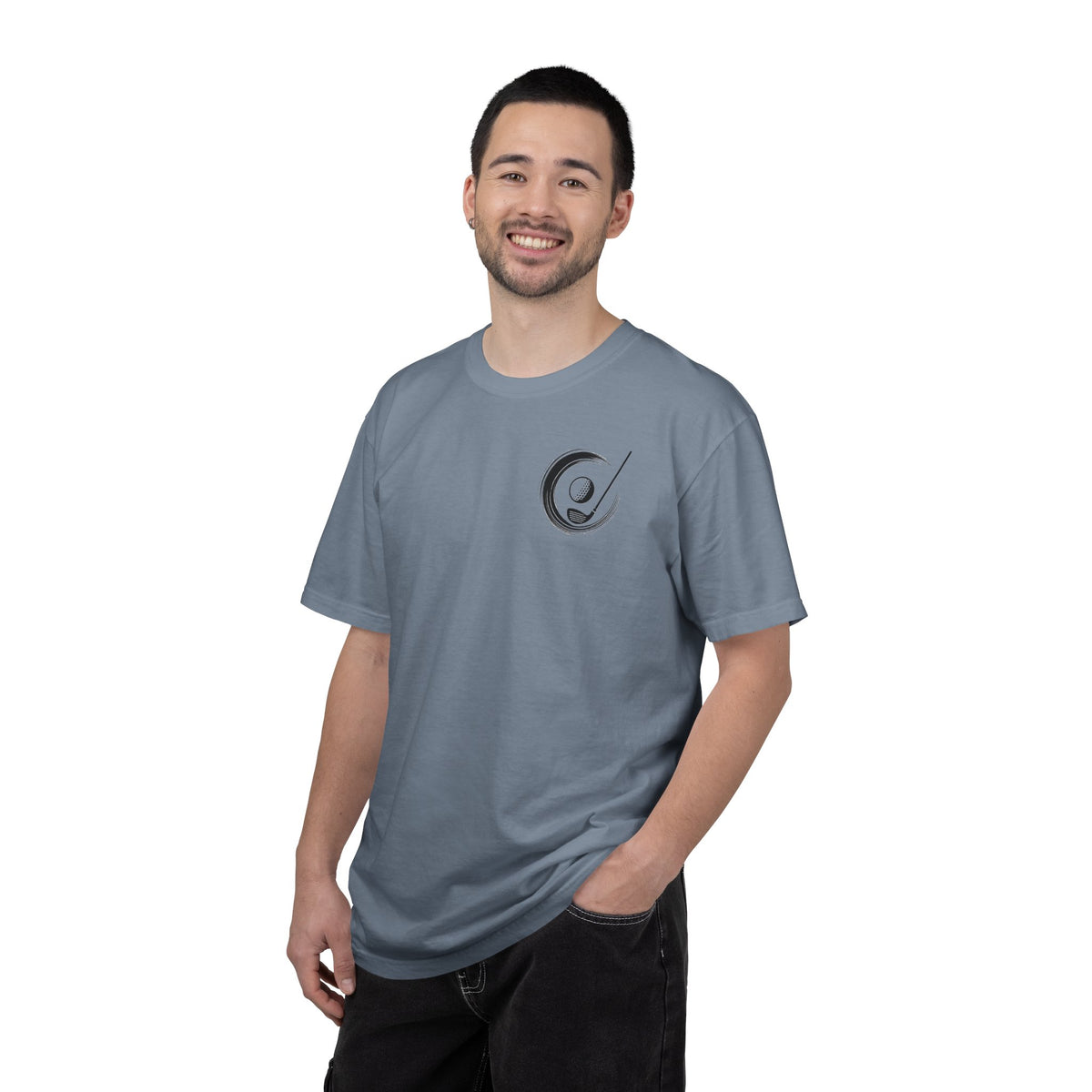 Enso Circle Chest Dragon Golf Ball Back Design Graphic T-Shirt