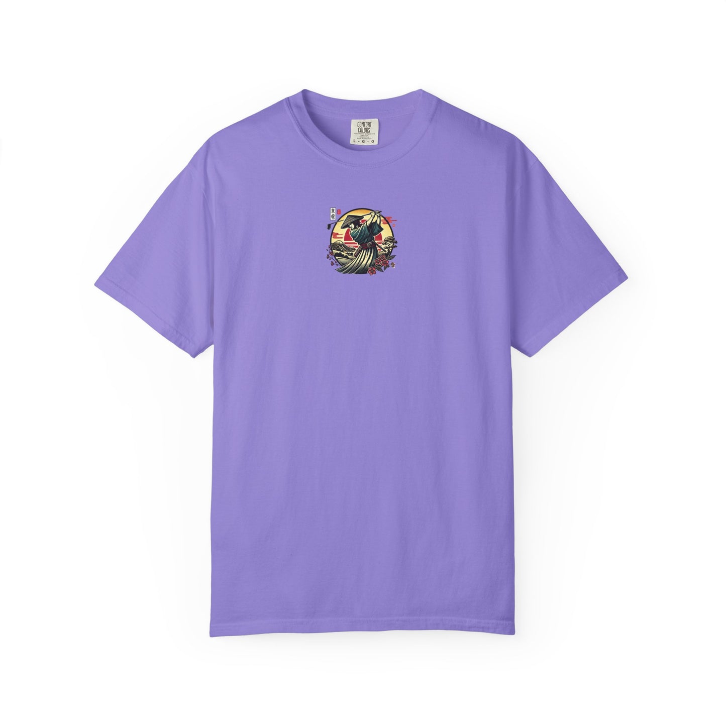 Zen Spot Golf Custom Japanese Warrior Samurai Golfer Sunset Graphic T-Shirt