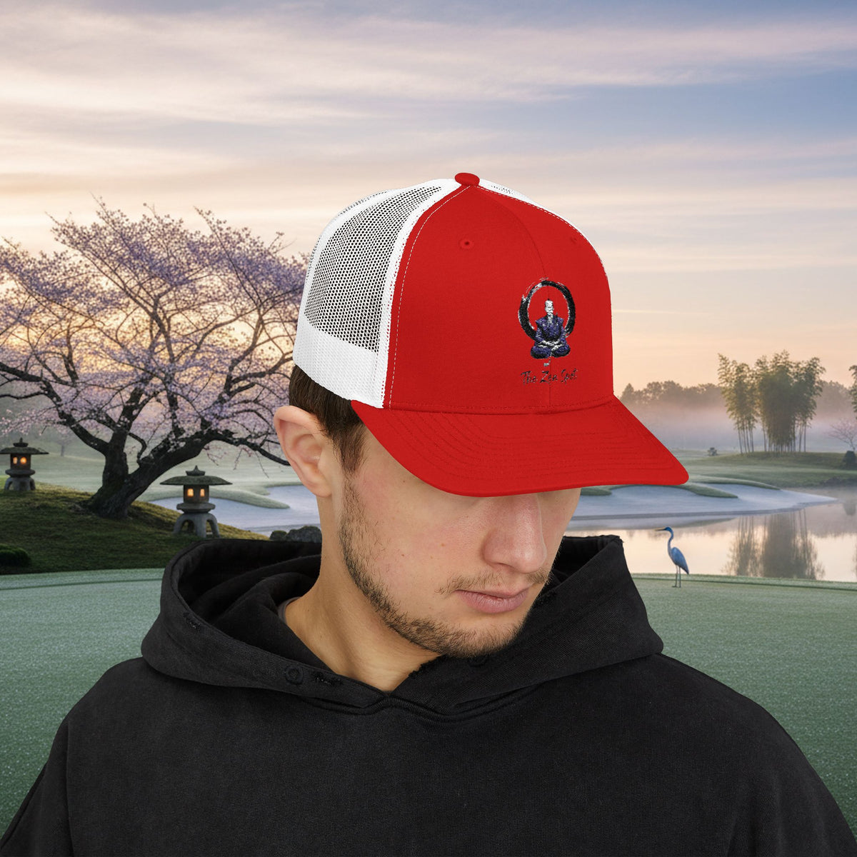 Embroidered Meditation Samurai Golfer Trucker Hat