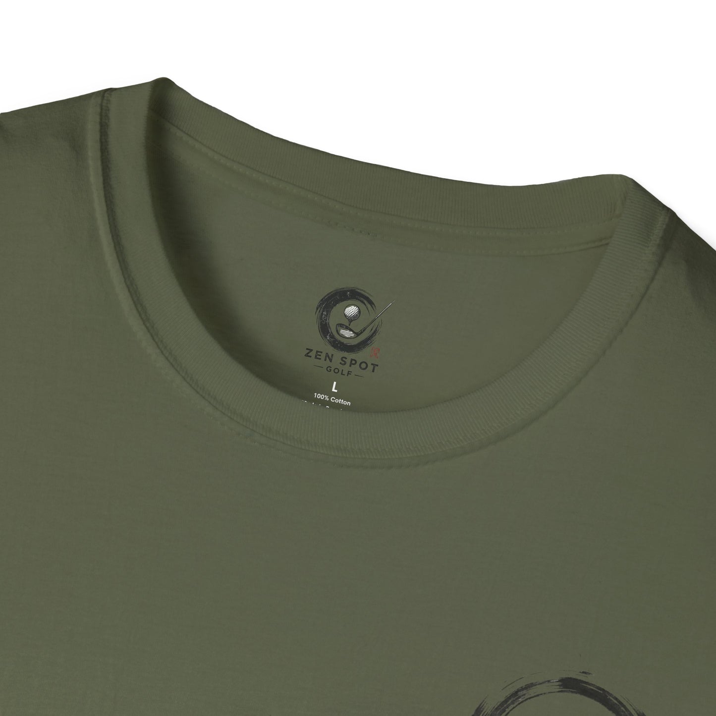 Zen Spot Golf Custom Gildan Zen Buddha Golfer Enso Circle illustration "The Zen Spot" logo T-Shirt