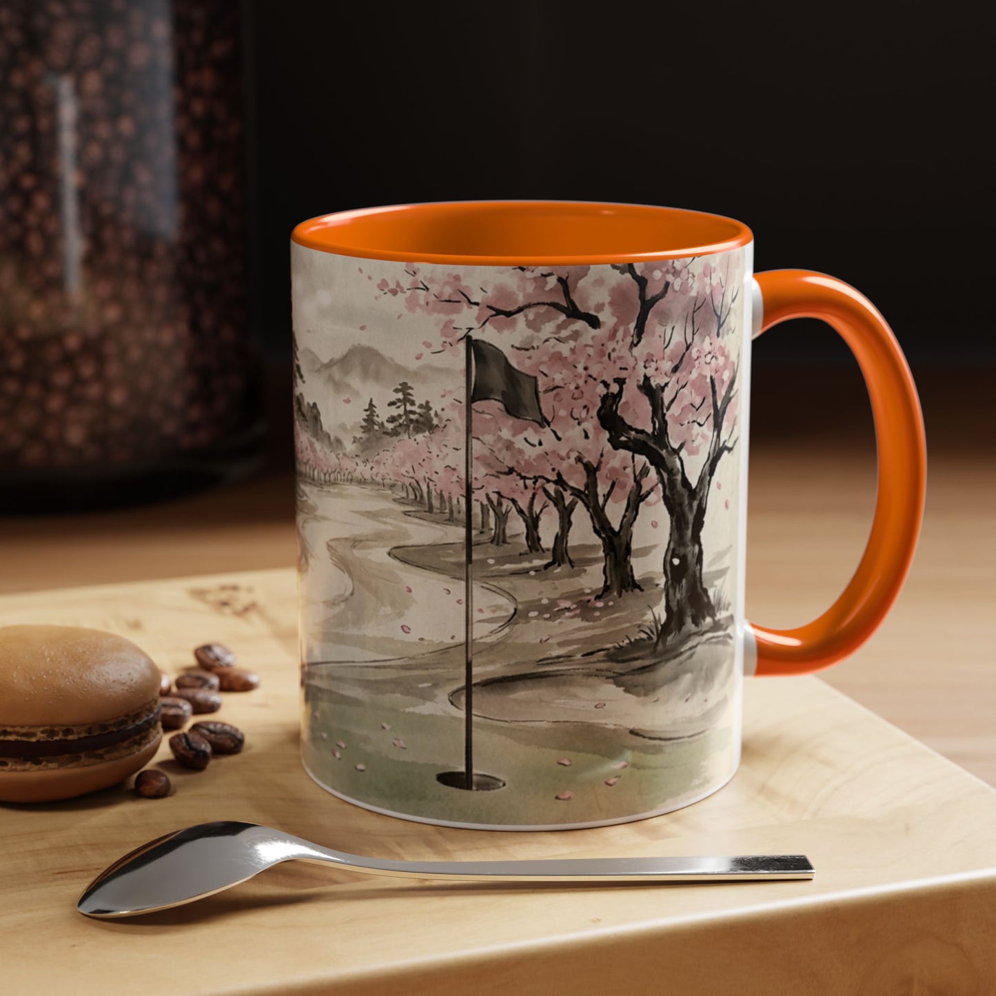 Zen Spot Golf Custom Cherry Blossom Golf Mug Scenic Sakura Golf Course Coffee Cup (11/15 oz)