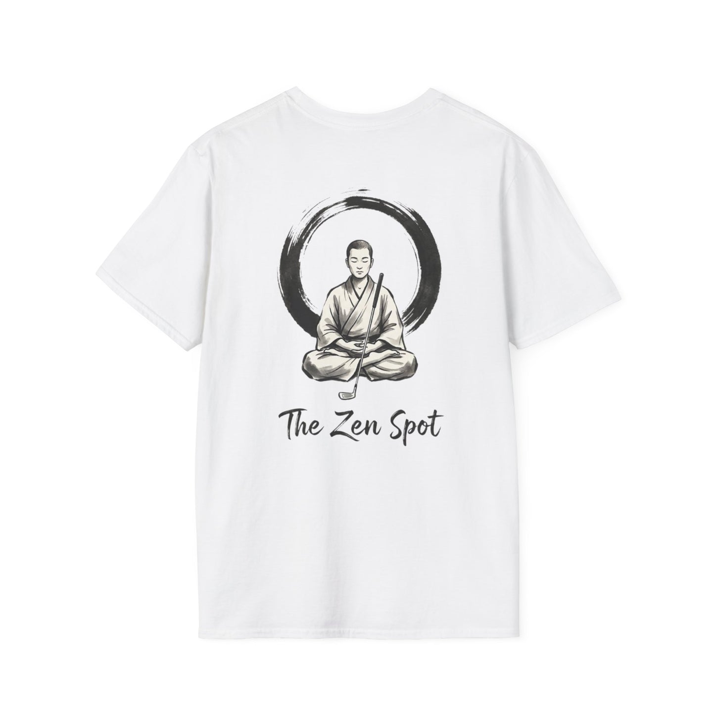 Zen Spot Golf Custom Gildan Zen Buddha Golfer Enso Circle illustration "The Zen Spot" logo T-Shirt