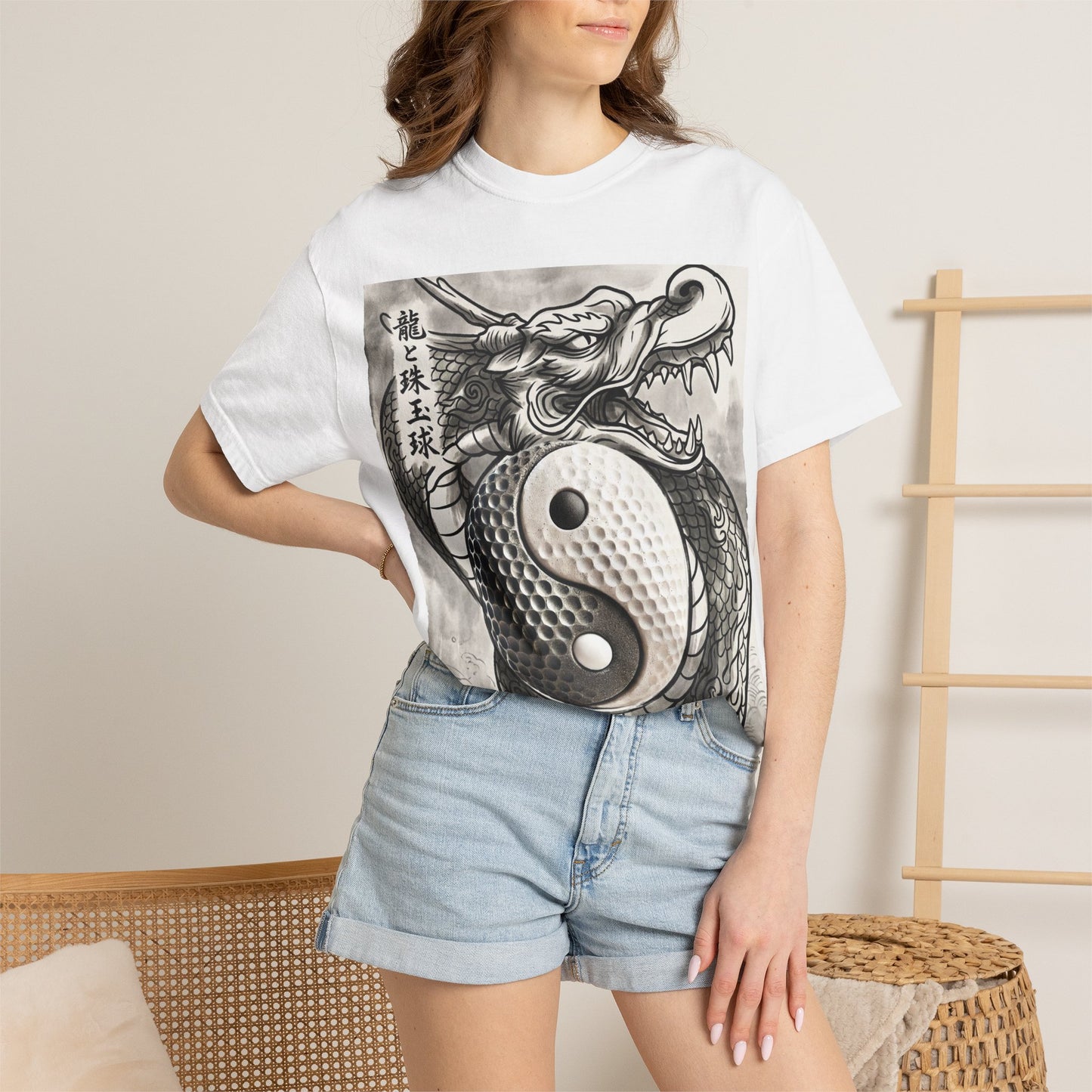 Yin Yang Golf Ball Dragon T-Shirt — Asian Tattoo Style Yin-Yang Graphic Tee