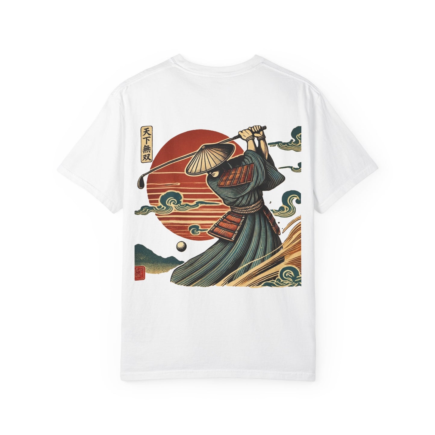 Zen Spot Golf Custom Samurai Golfer Sunset Graphic T-Shirt