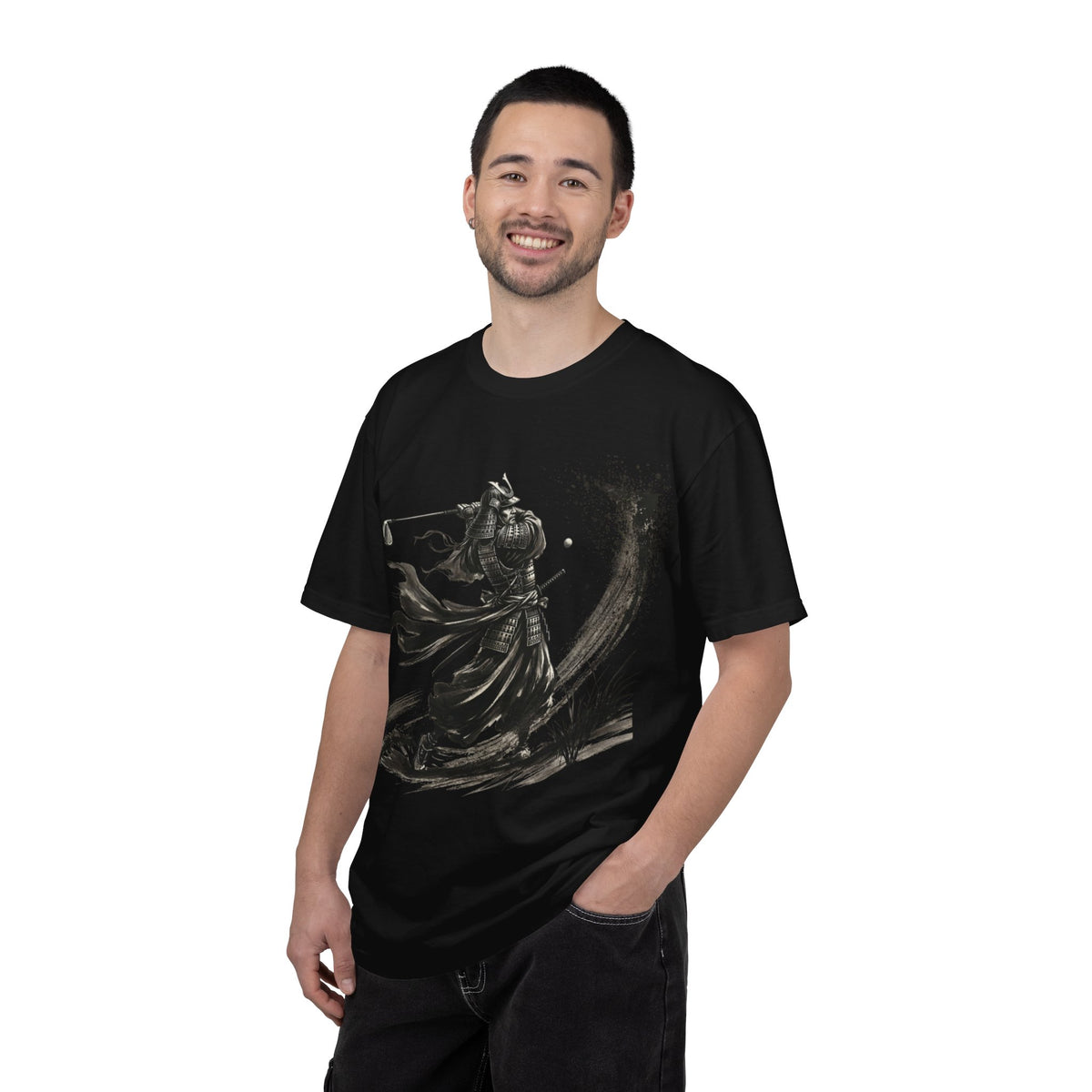 Armored Samurai Ink Art T-Shirt — Monochrome Warrior Golf Graphic Tee