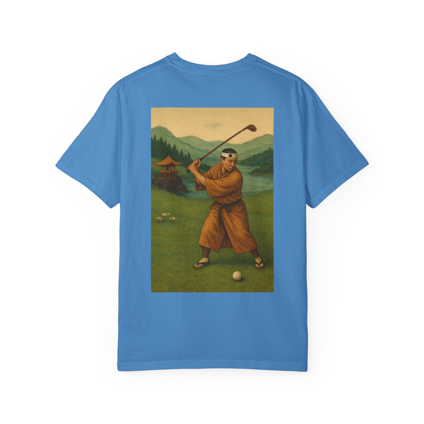 Vintage Golfer Graphic T-Shirt — Retro Asian-Inspired Golf Scene