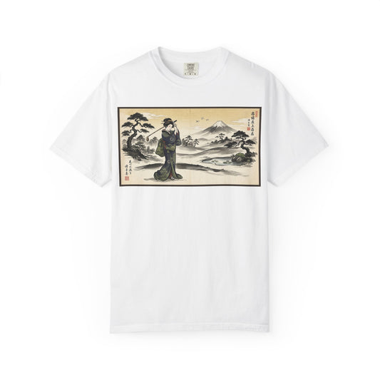 Zen Spot Golf Custom Vintage Geisha Golfer & Mount Fuji Graphic T-Shirt