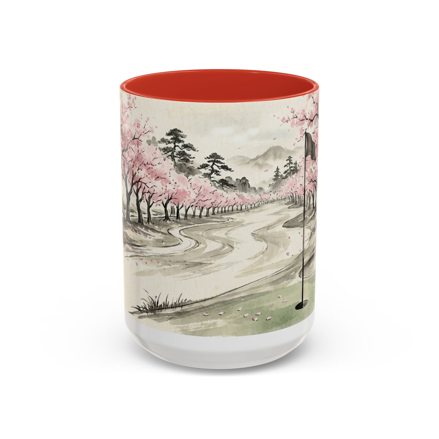 Zen Spot Golf Custom Cherry Blossom Golf Mug Scenic Sakura Golf Course Coffee Cup (11/15 oz)