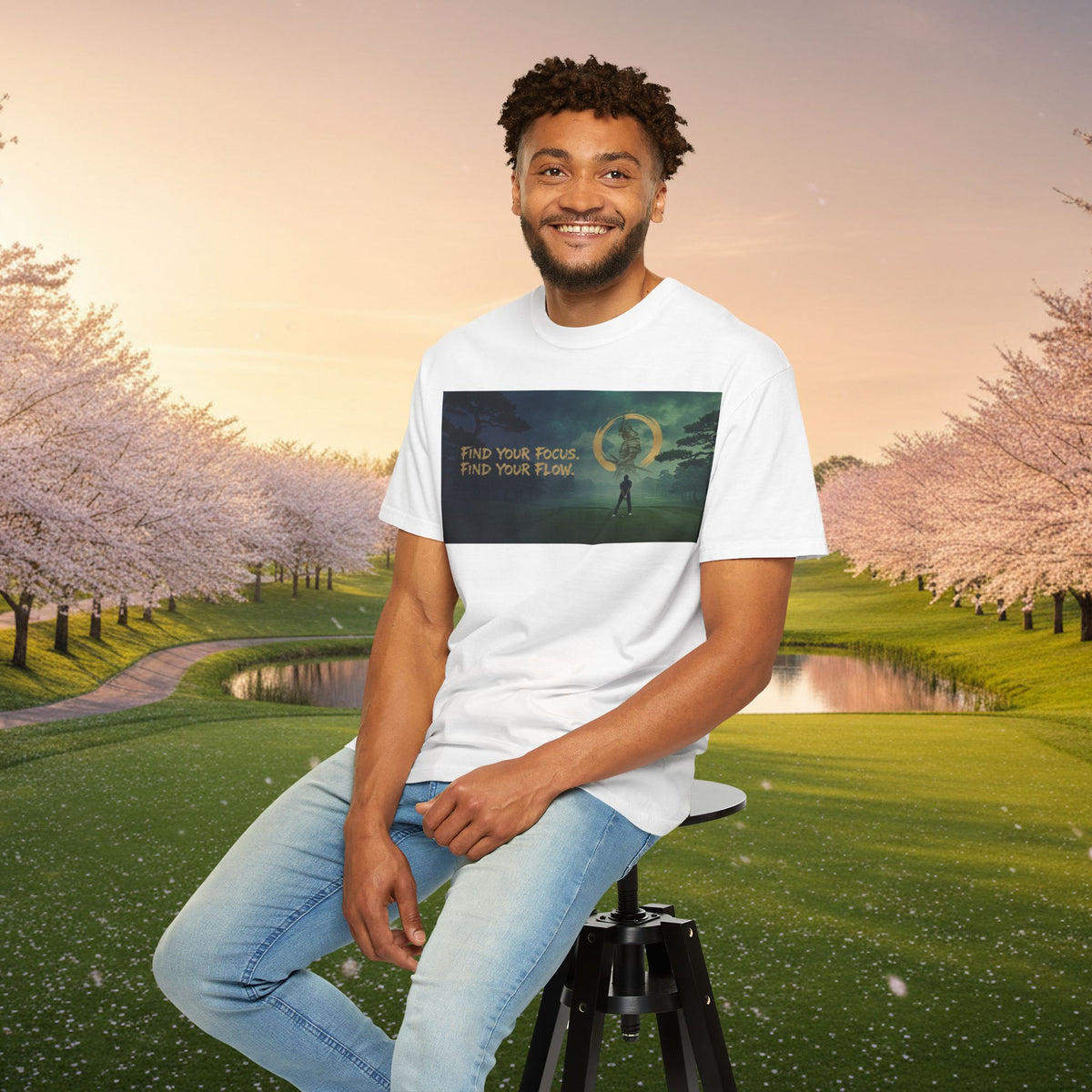 Find Your Focus Motivational Golf Course Graphic T-Shirt