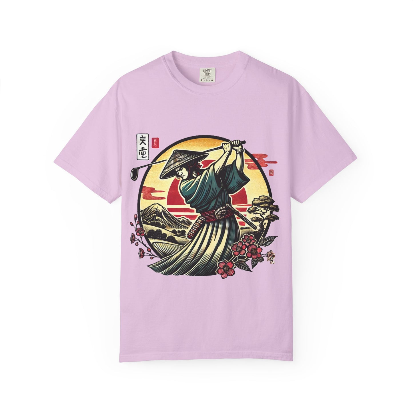 Zen Spot Golf Custom Samurai Golfer Sunset T-Shirt