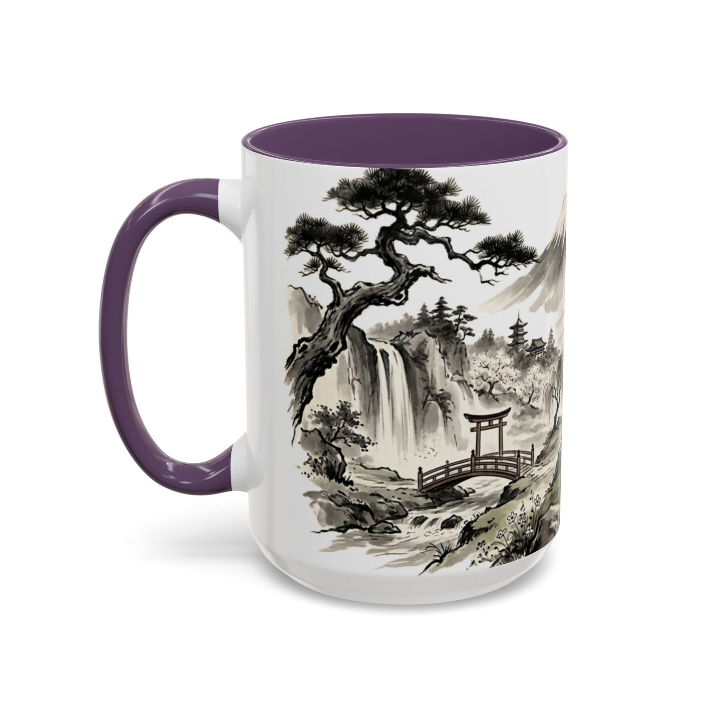 Zen Spot Golf Custom Japanese Golf Scene Accent Coffee Mug Ukiyo-e Style Golfing Geisha (11/15oz)