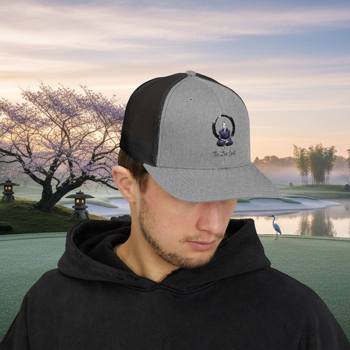 Embroidered Meditation Samurai Golfer Trucker Hat