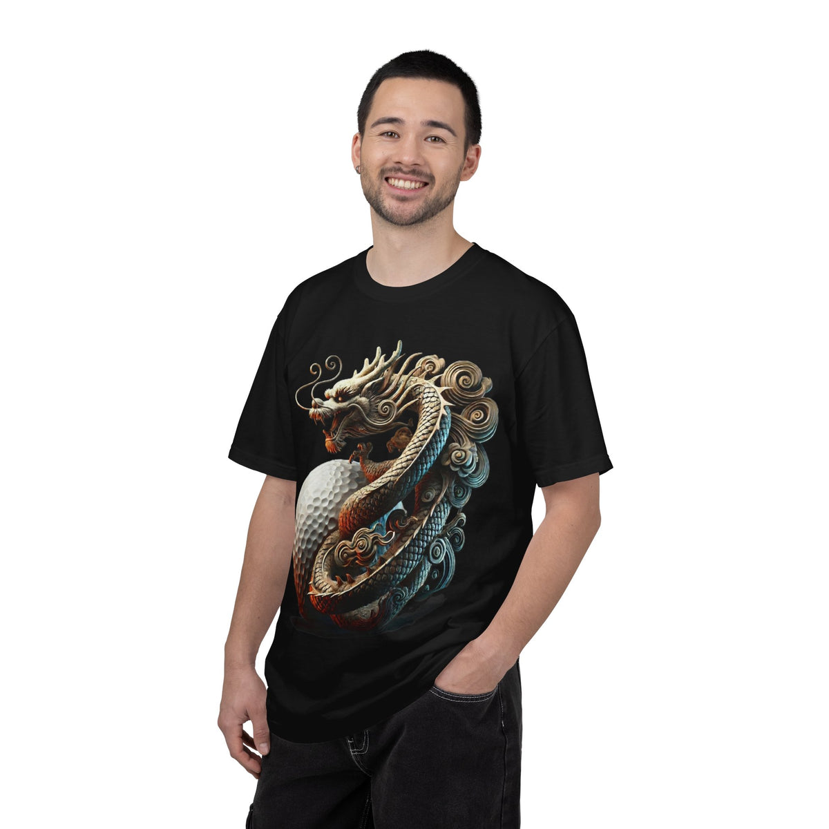 Dragon Golf Ball Chest and Back Graphic T-Shirt