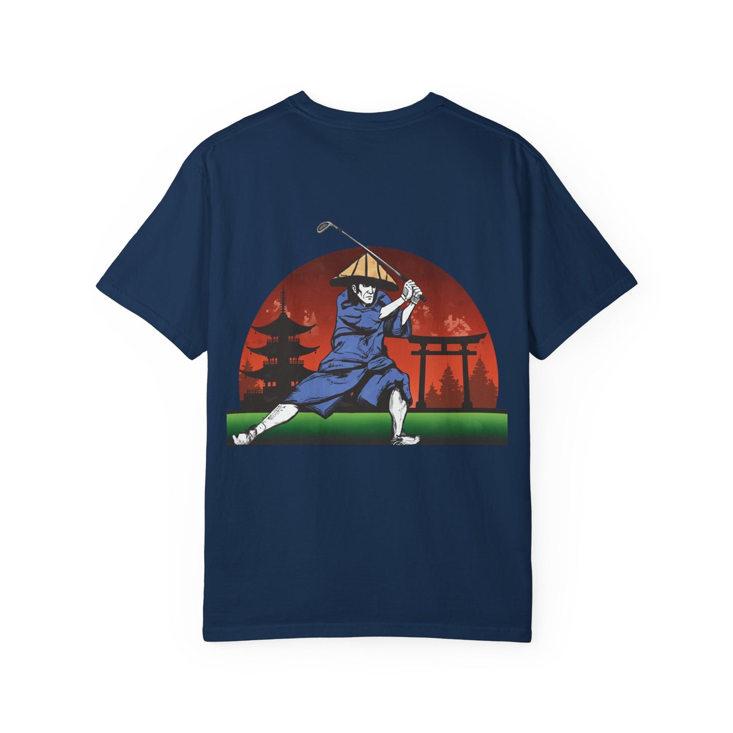 Samurai Golfer T-Shirt — Japanese Sunset Golf Graphic Tee