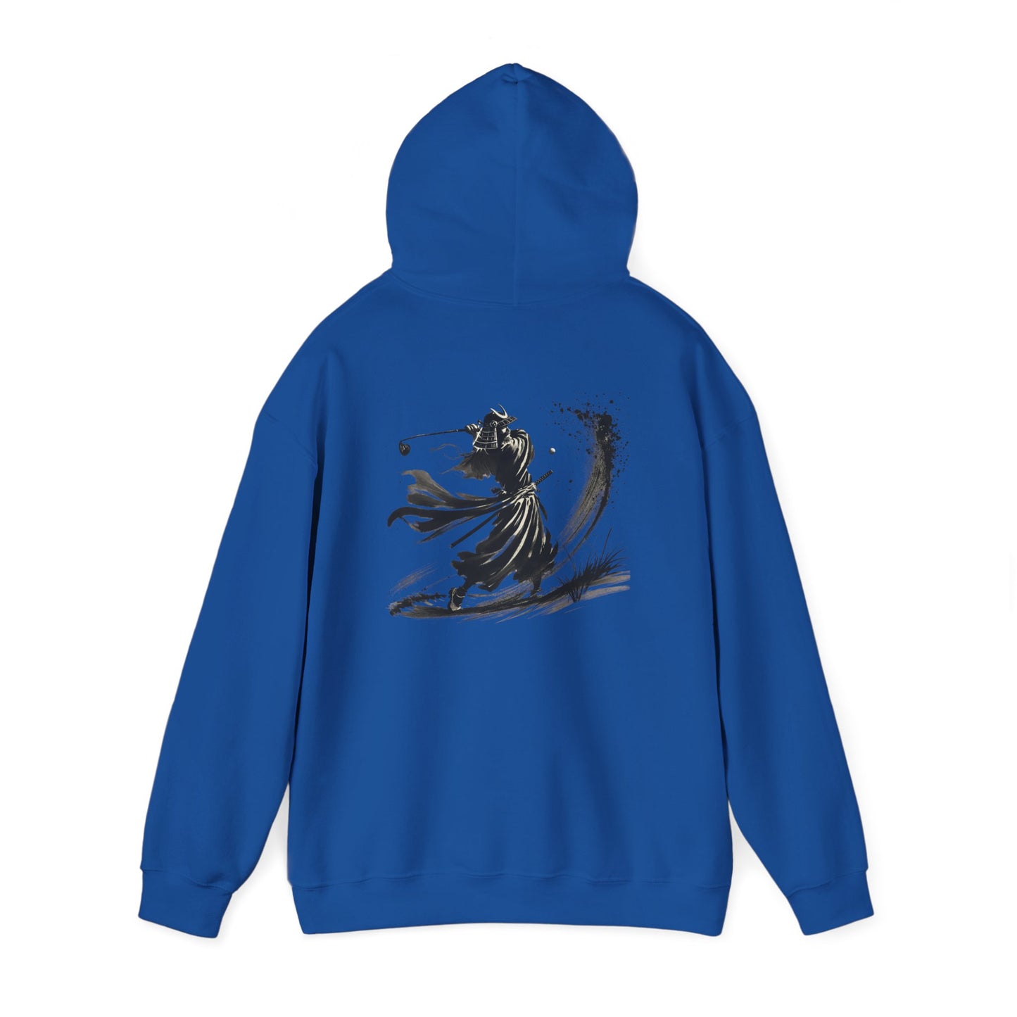 Zen Spot Golf Custom Gildan Samurai Golfer Ink Brush Stroke Hoodie | Sumi-e Warrior Back Print