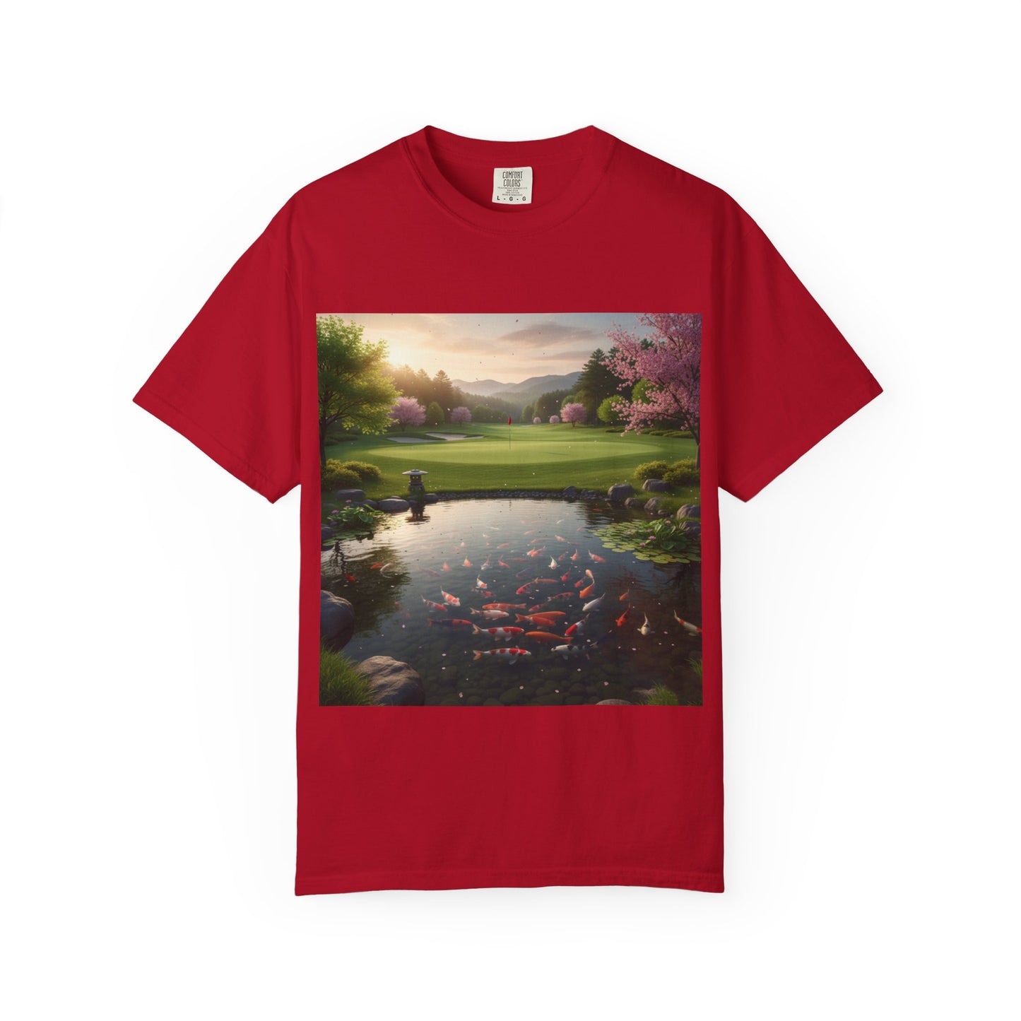 Zen Spot — Koi Pond Sunset Graphic Tee (Front Print)