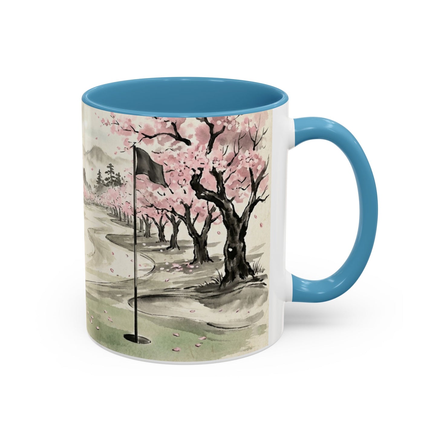 Zen Spot Golf Custom Cherry Blossom Golf Mug Scenic Sakura Golf Course Coffee Cup (11/15 oz)